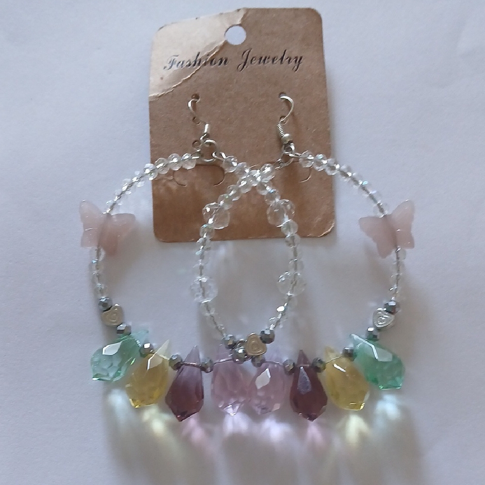 Butterfly Multicolor Hoop Earrings